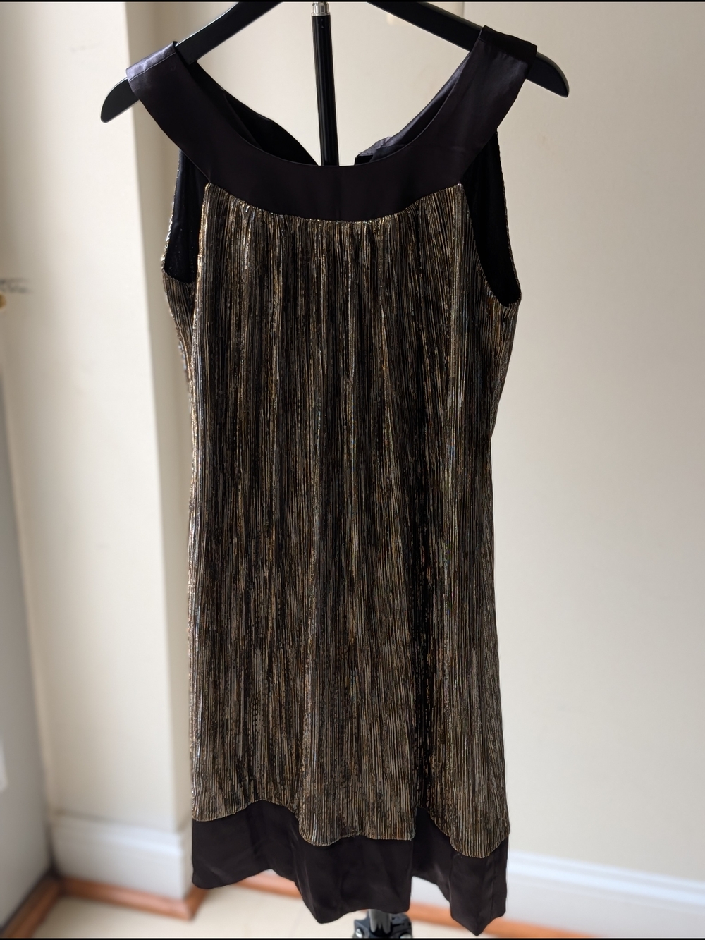 Enfocus Studio Black and Gold Metallic Mini Dress